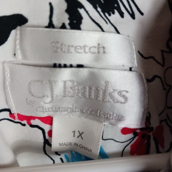 CJ Banks Shirt Jacket Womens 1X Multicolor Floral Watercolor Art to Wear Snap - Picture 6 of 9